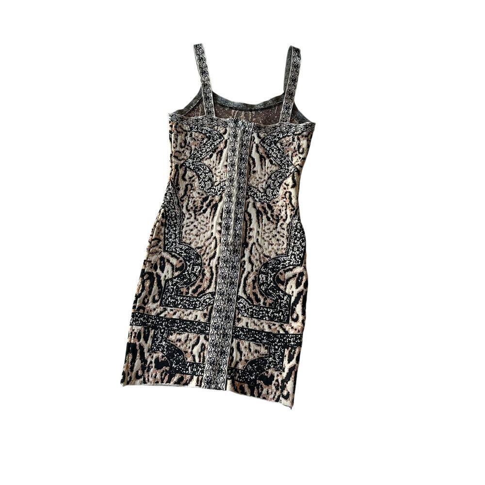 Womens Bodycon Dress Size Small Sexy Animal Print Brown Spaghetti Strap Stretch